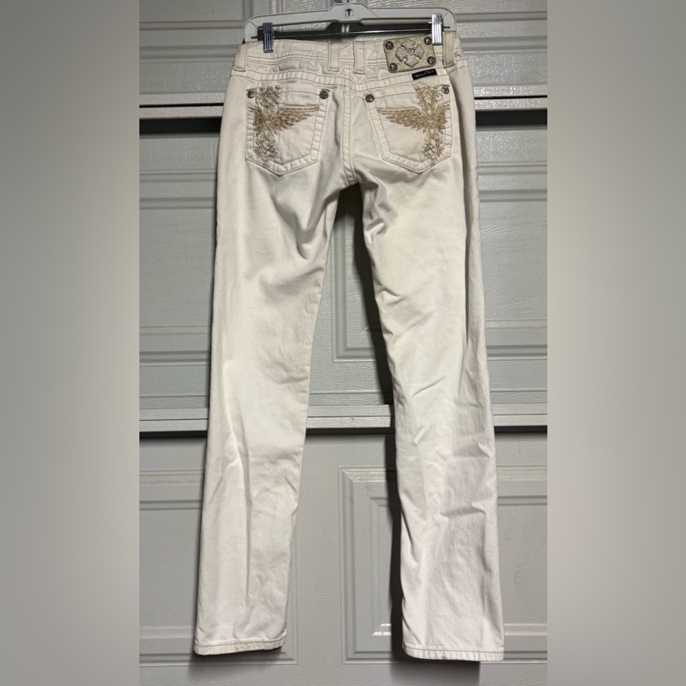 Miss Me White Jeans with Silver Accents